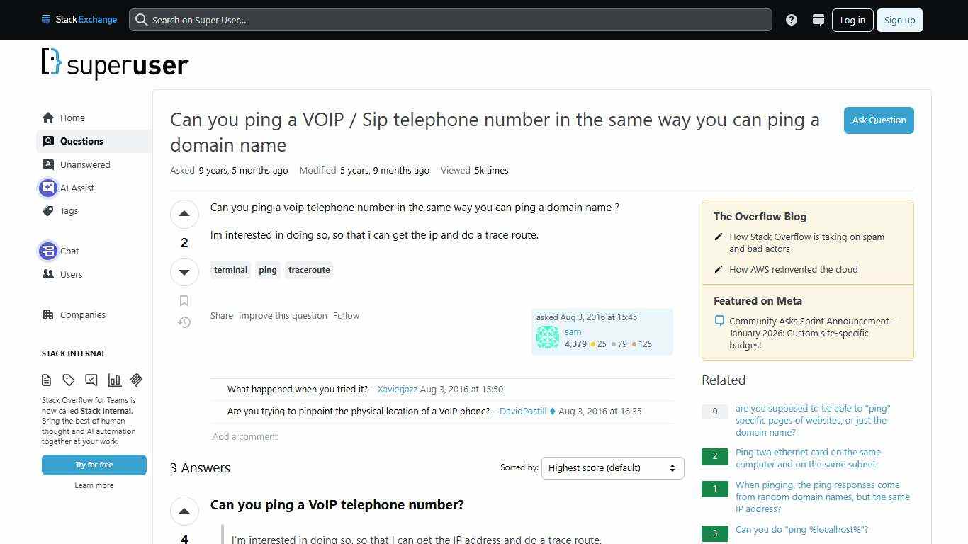 terminal - Can you ping a VOIP / Sip telephone number in the same way you can ping a domain name - Super User